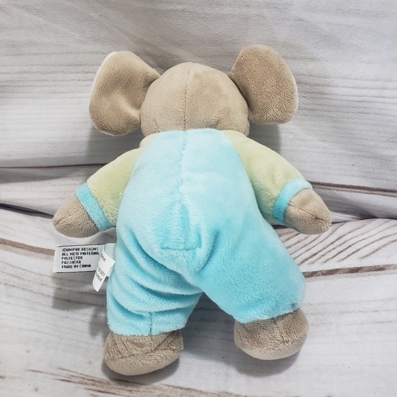 Unipak Baby Elephant 8" Plush Stuffed Animal Bell Rattle Blue Green Moon Stars - Picture 4 of 6